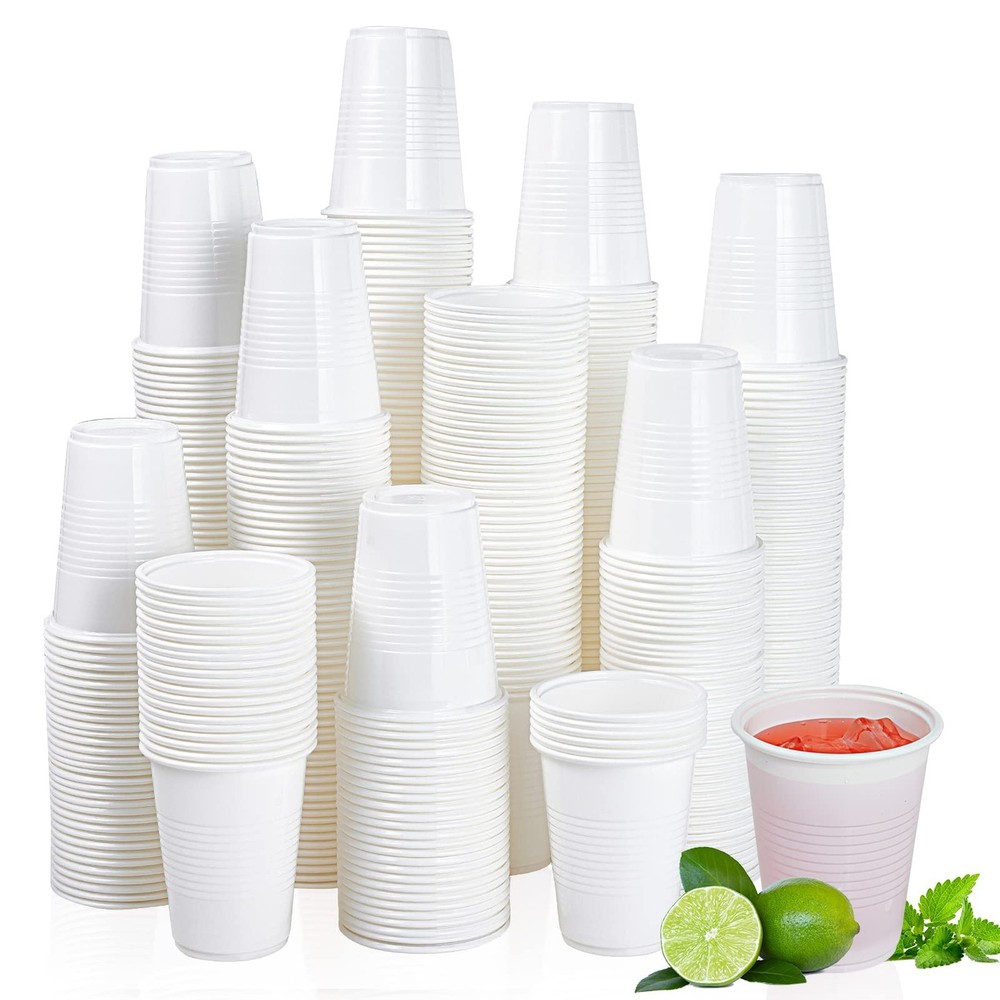 500 Pack 7 oz Disposable Plastic Cups, Drinking Cups, White Party Cups for Bi...