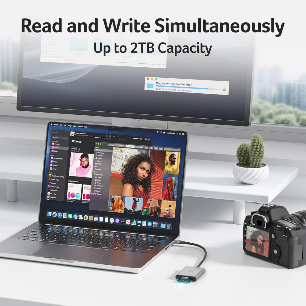 Acer SD Card Reader, USB A 3.0 to Micro Memory Aluminum Grey