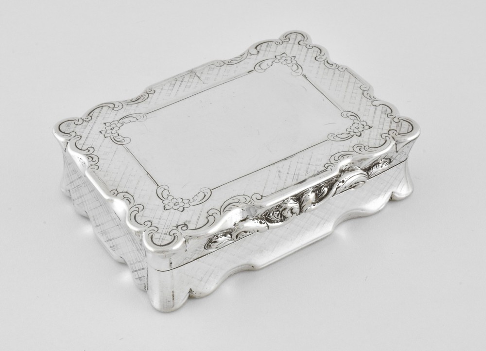 Antique English Victorian Solid Silver Large Snuff Box, (David Pettifer, 1851)