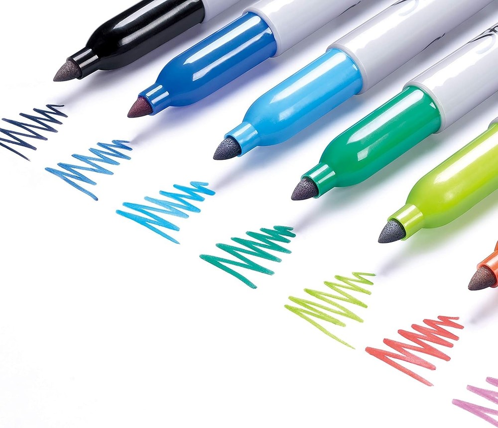 Permanent Markers Fine Tip Black & Blue 2 Pack Water Resistant Quick-Drying