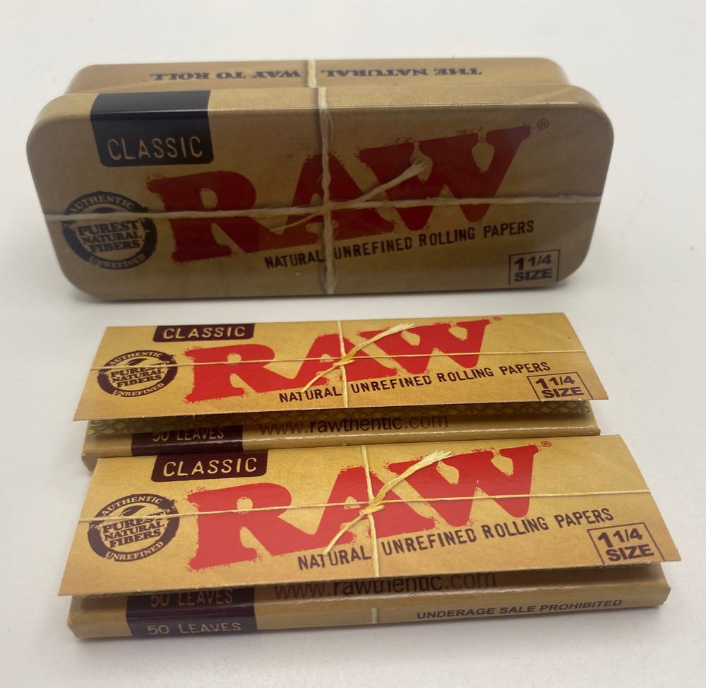 Authentic RAW Classic Cone Caddy Storage Container Rolling Papers w/ 2 RAW 1.25