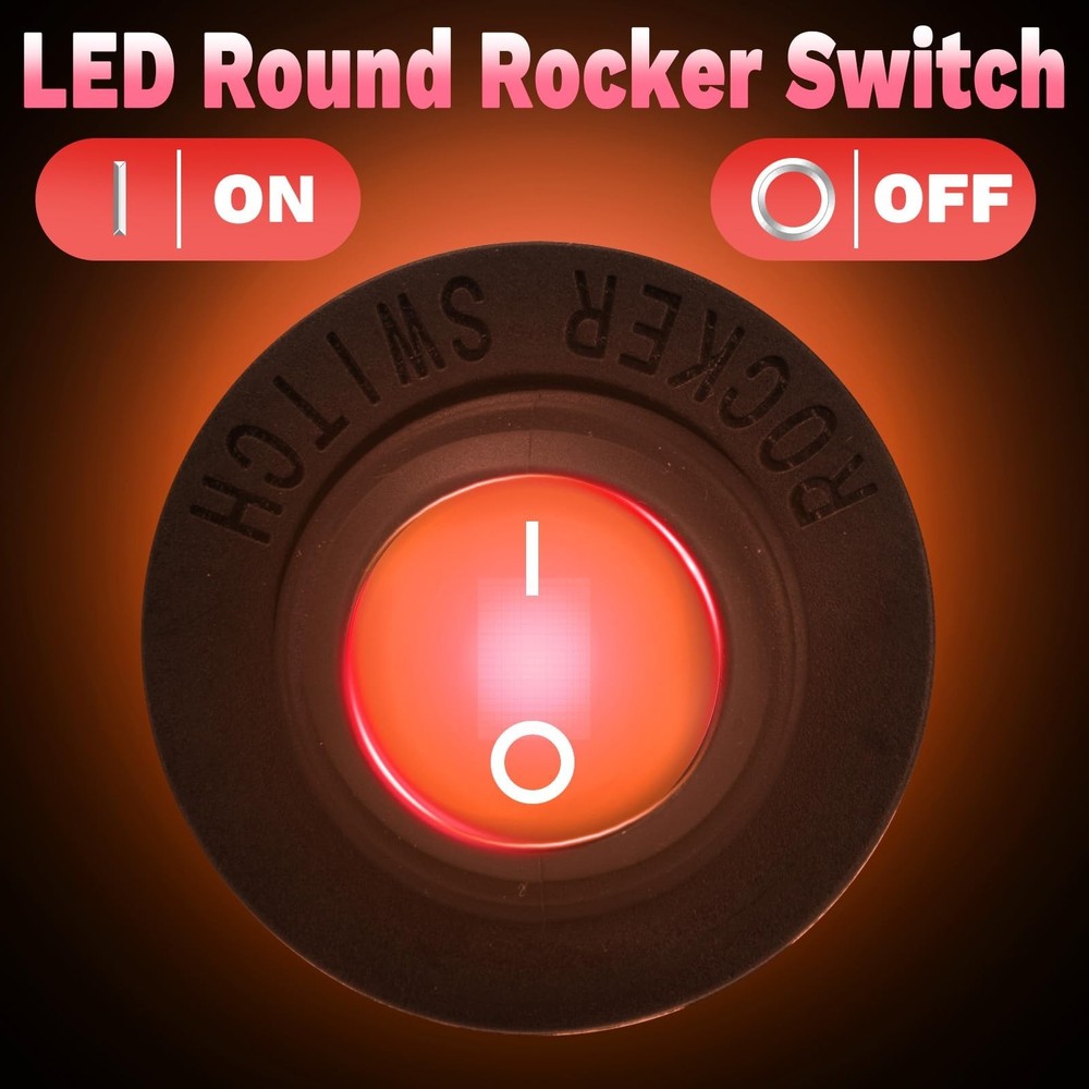 Round Rocker Switch, 12V Toggle Switch, Waterproof Lighted LED On/Off Switch ...