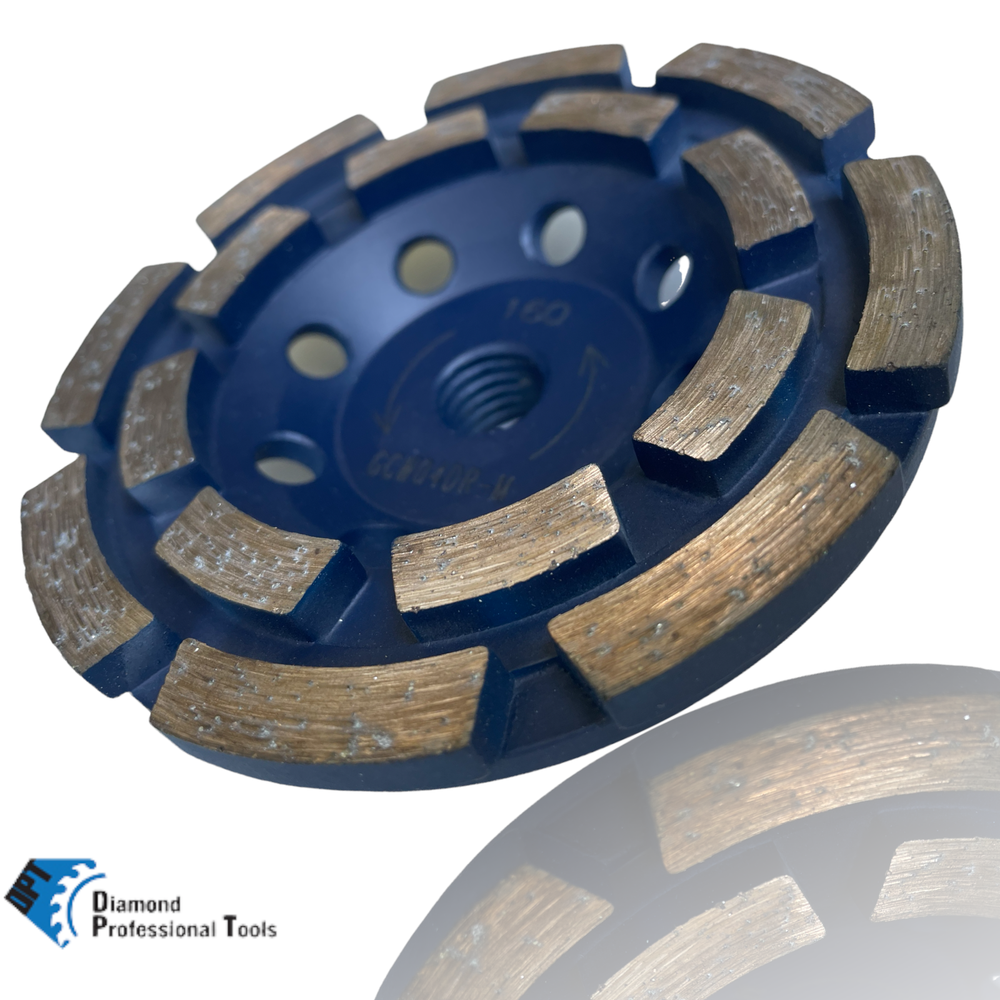 3 Pack 4" Diamond Double Row Cup Wheel Disc for Grinding Concrete Angle Grinders