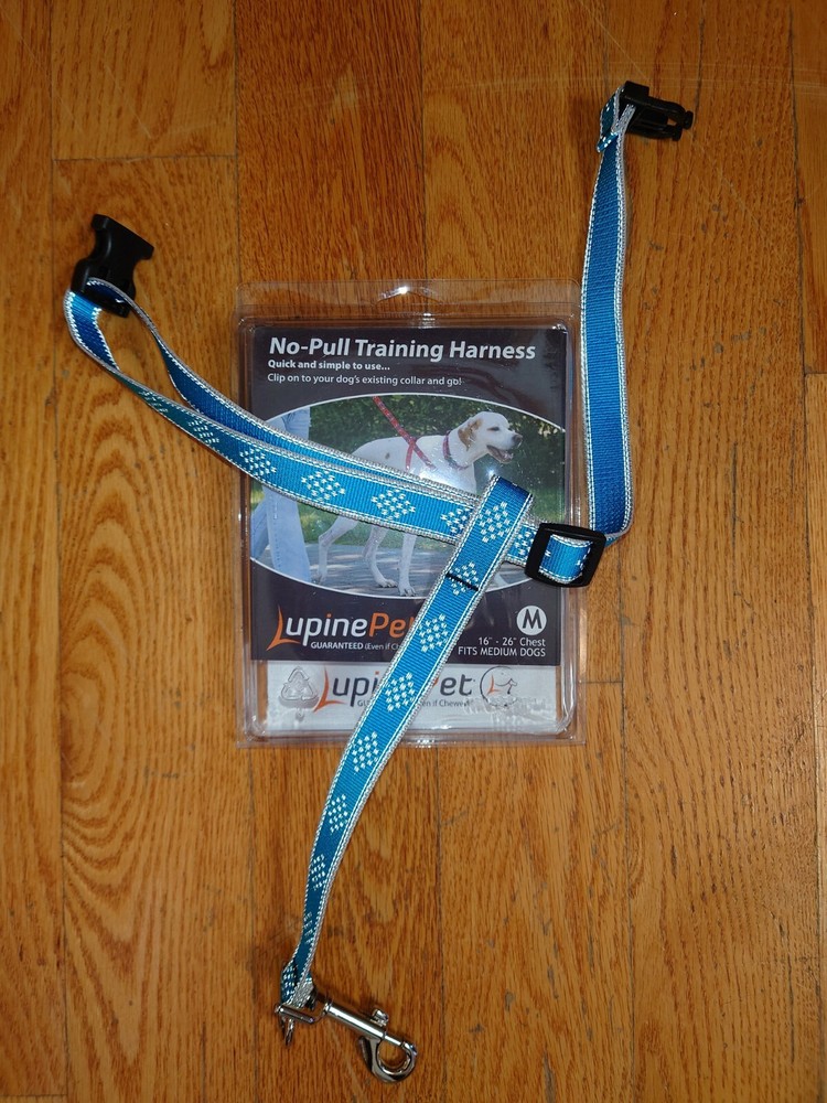 LupinePet NO-PULL TRAINING HARNESS - 3/4" MEDIUM, Blue Diamond reflective