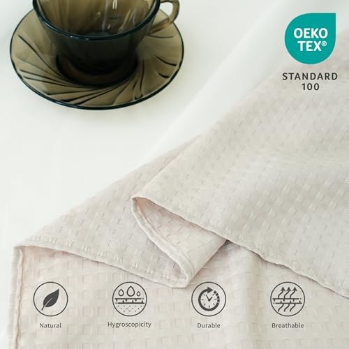 Waffle Weave Bed Skirt, 14" Tailored Draped Basic Dust King - 14" Drop Khaki