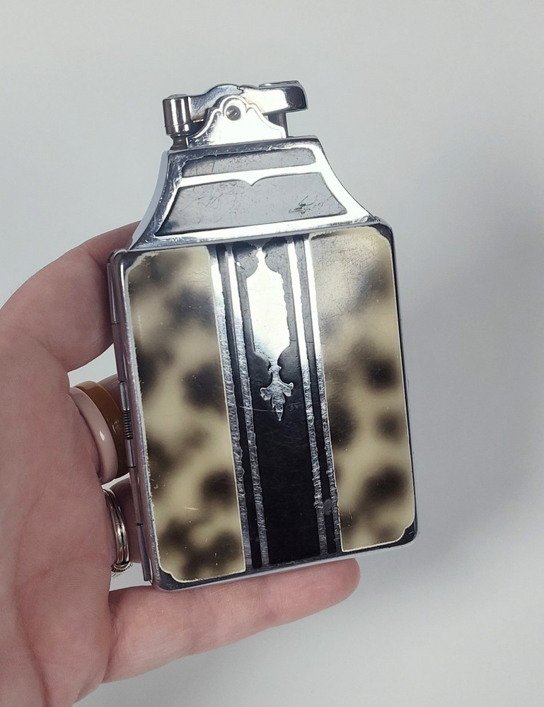 1930's Art Deco Ronson Mastercase Lighter Cigarette Case Tortoise Shell Works