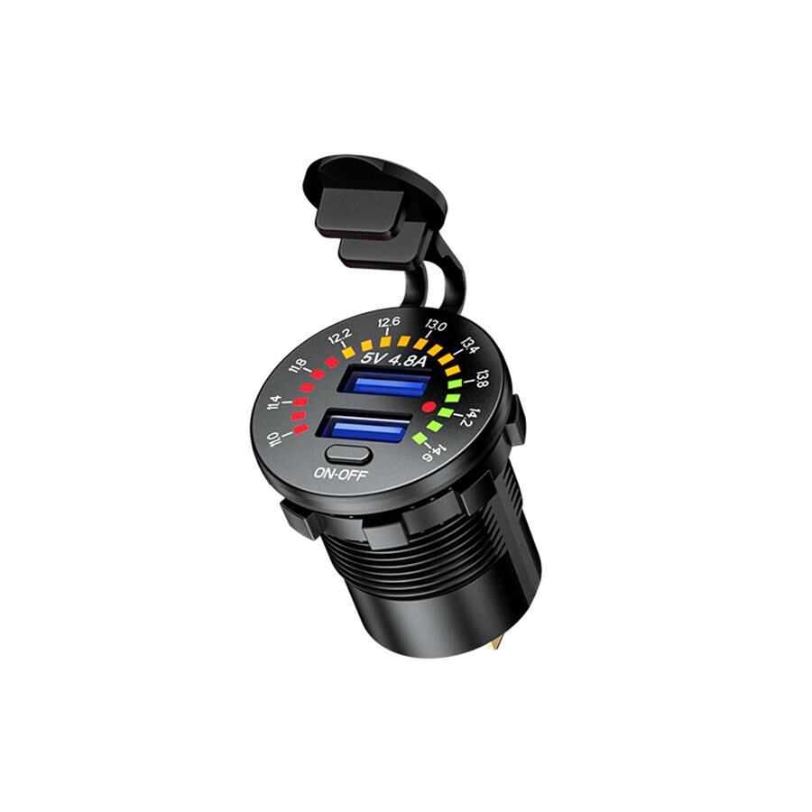 Car Cigarette Lighter Socket Power Outlet Dual USB Ports Charging LED Voltmeter