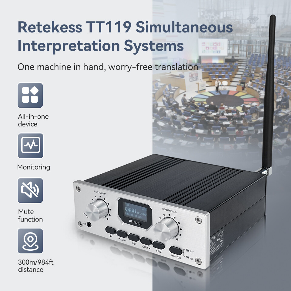 TT119 Desktop Transmitter Long Range Simultaneous Interpretation Equipment