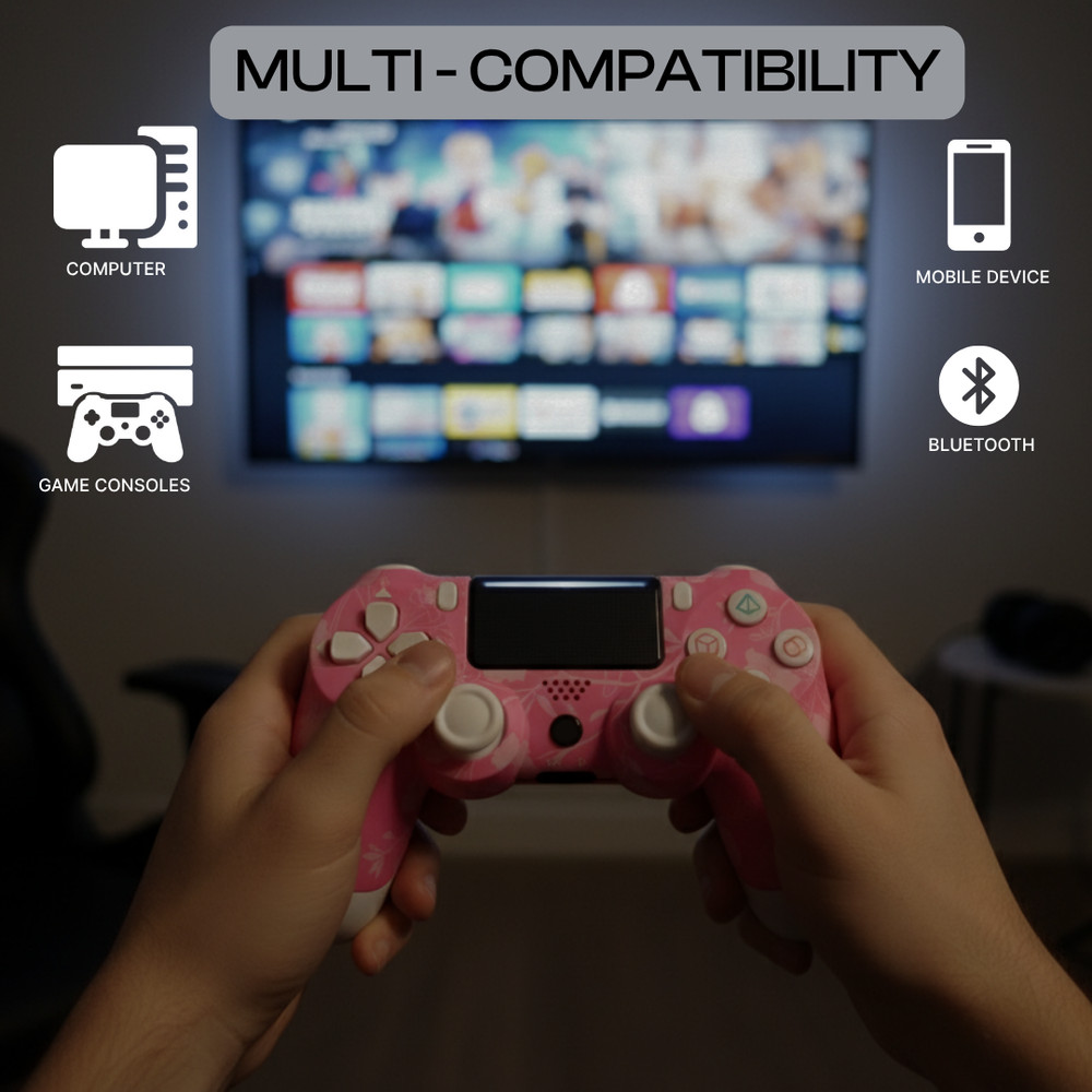 Universal Wireless Game Controller – Pink Edition – Bluetooth Gamepad with Free