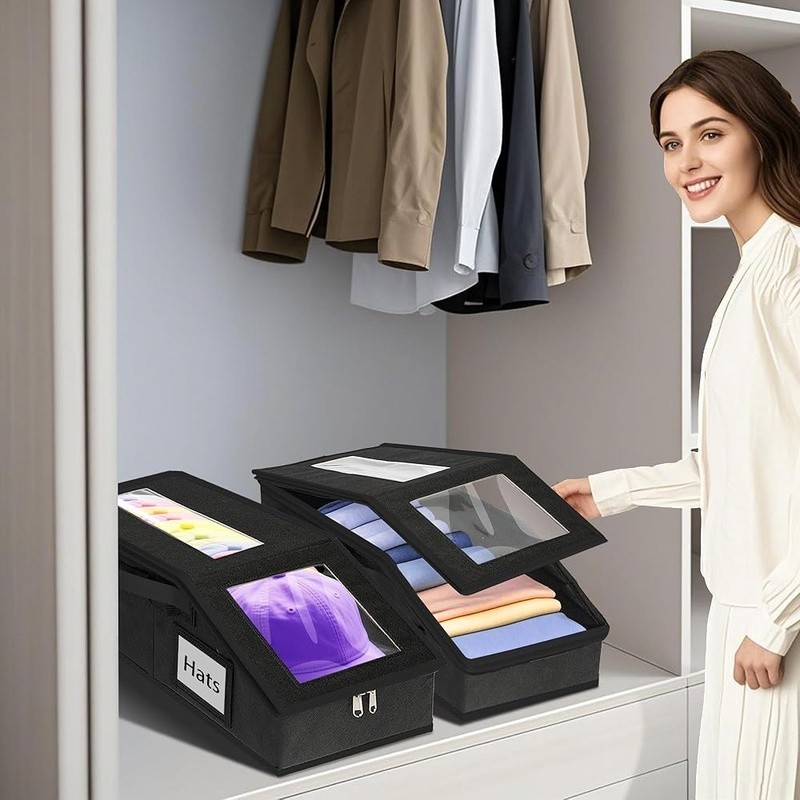 Stackable Hat Organizer W/ Dustproof Windows Baseball Caps & Accessories New