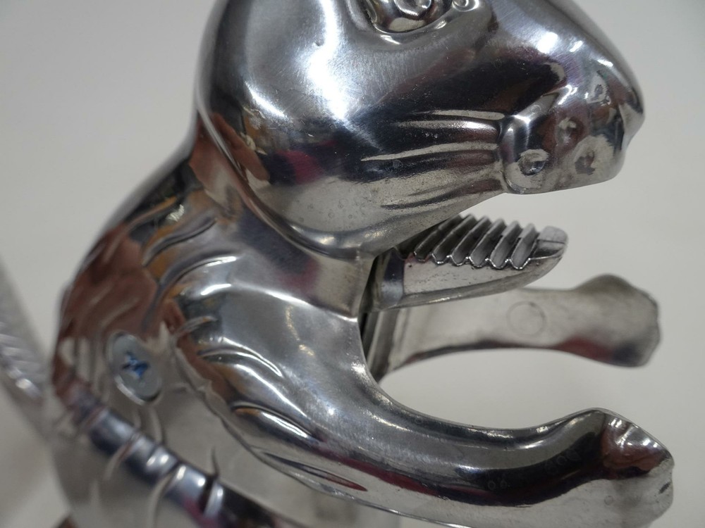 Cast Polished Aluminum 6" Squirrel Nutcracker Modern Retro