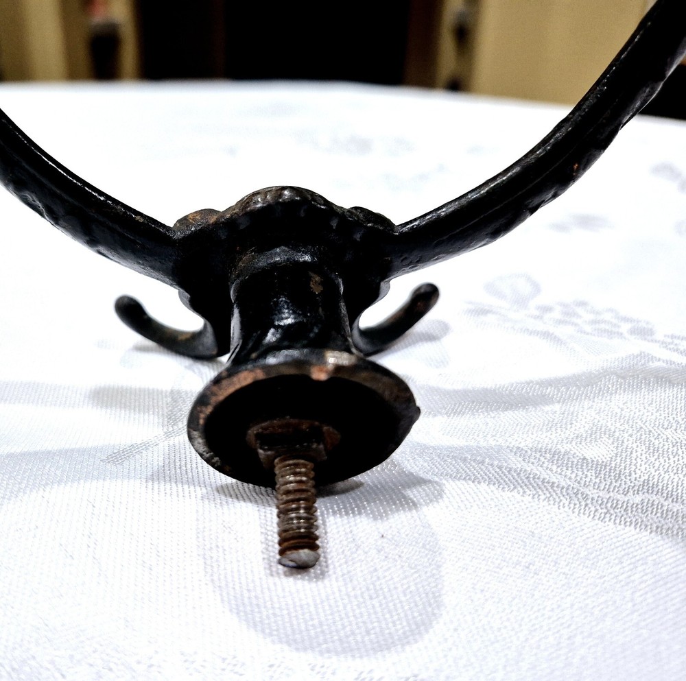 Antique Hall Tree Coat Hook Black Cast Iron + Copper Original Back Base Hardware