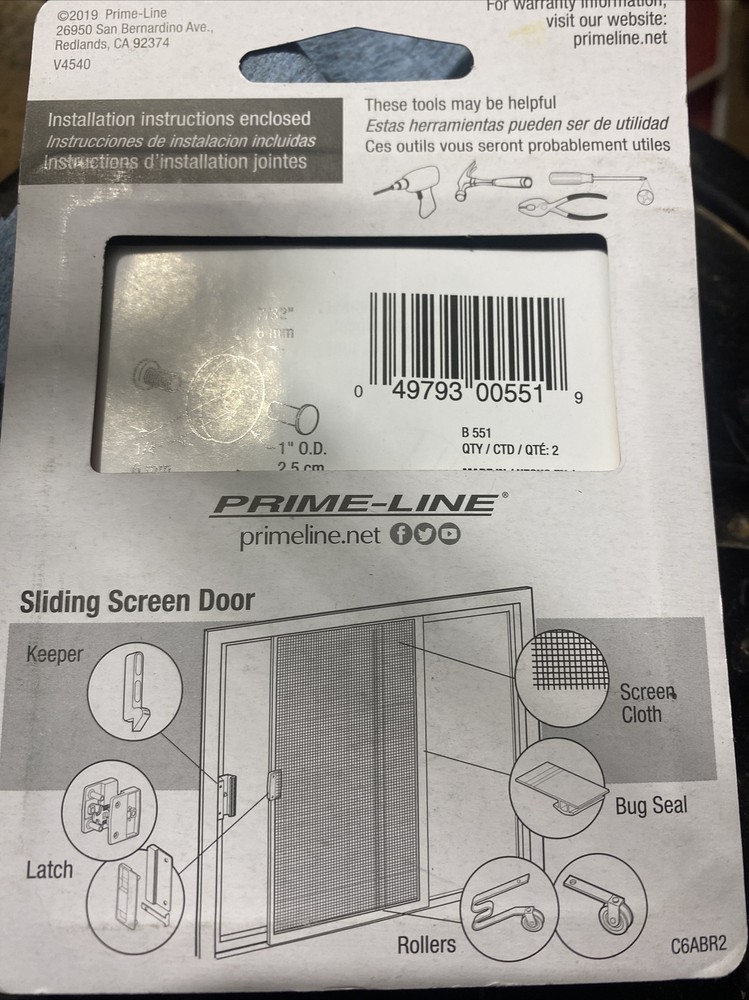 Prime Line B-551 Sliding Screen Door Roller Assembly Hardware