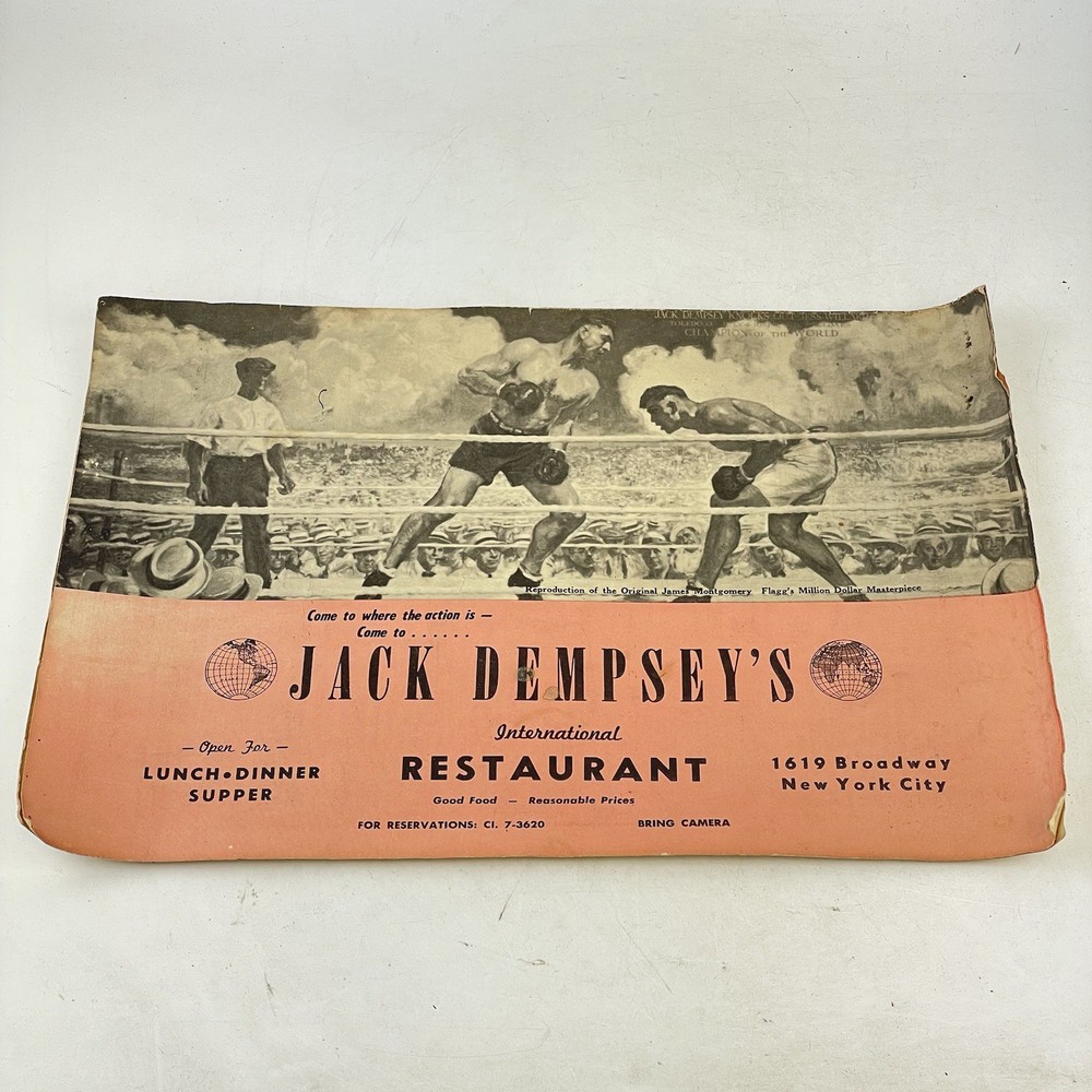 Jack Dempsey’s Restaurant Menu March 7 1971