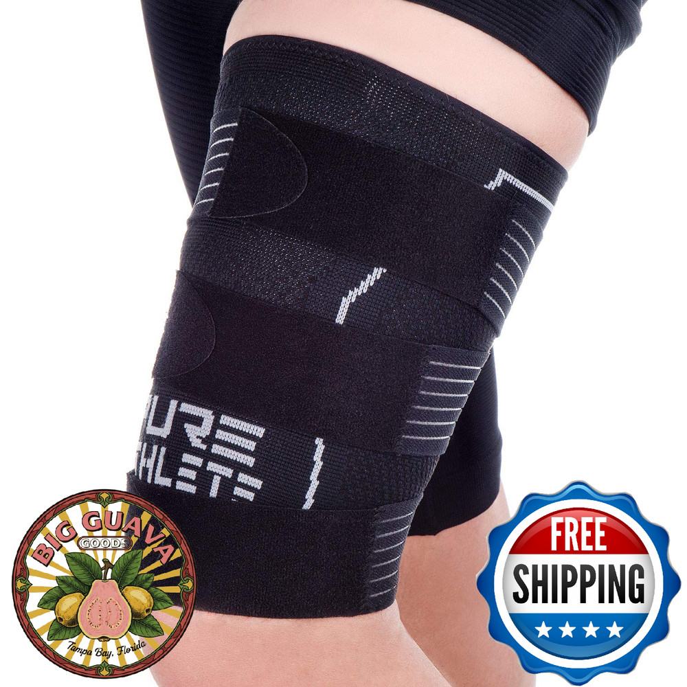 Pure Athlete Thigh Compression Sleeve – Adjustable Straps Quad Wrap Support Brac