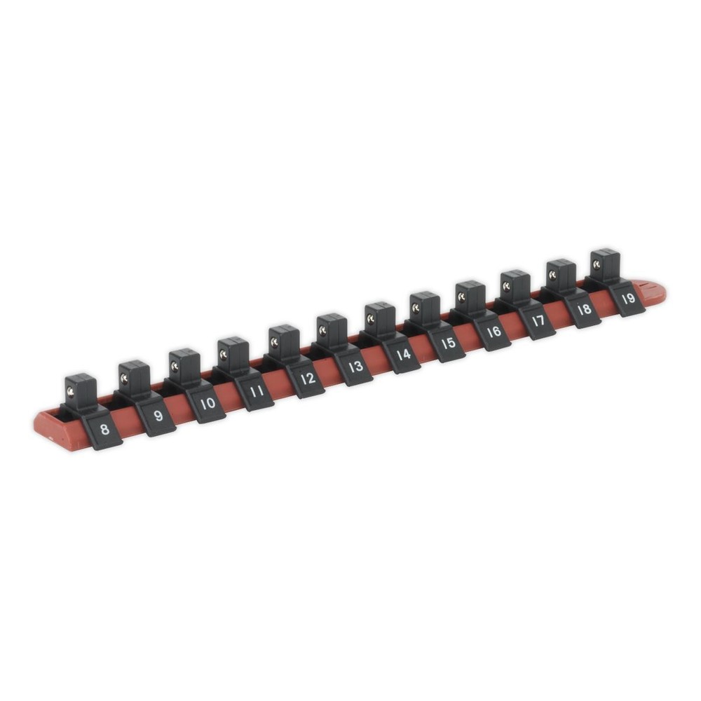 Sealey AK3812 Socket Retaining Rail with 12 Clips 3/8"Sq Drive