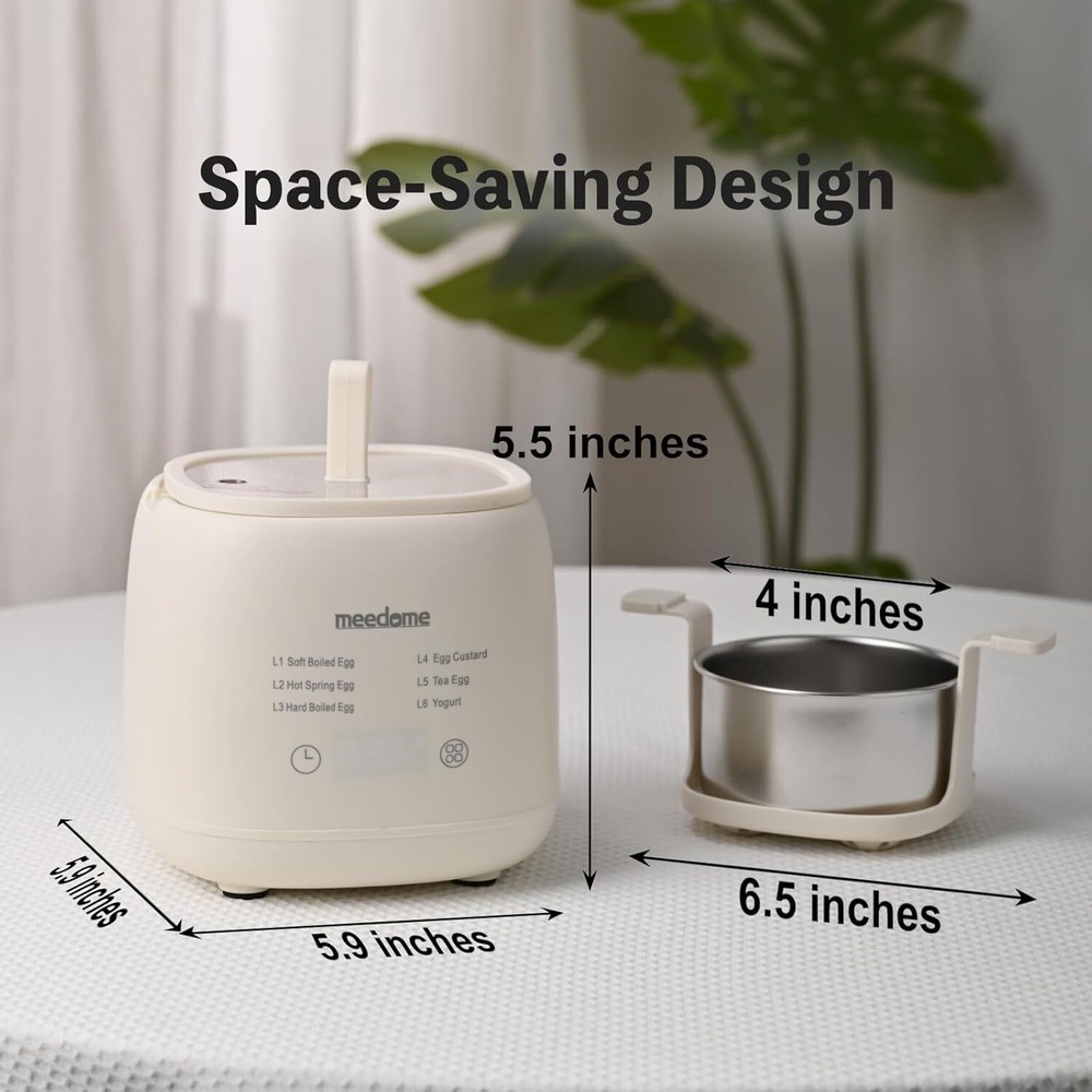 Electric egg cooker with automatic shut-off function for soft/hard boiled eggs
