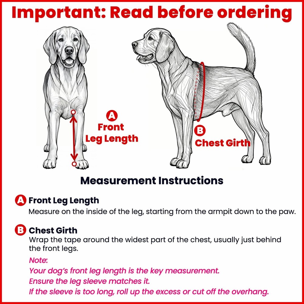 Dog Front Leg Sleeve, XLarge, Comfortable, Breathable Material, Adjustable El...