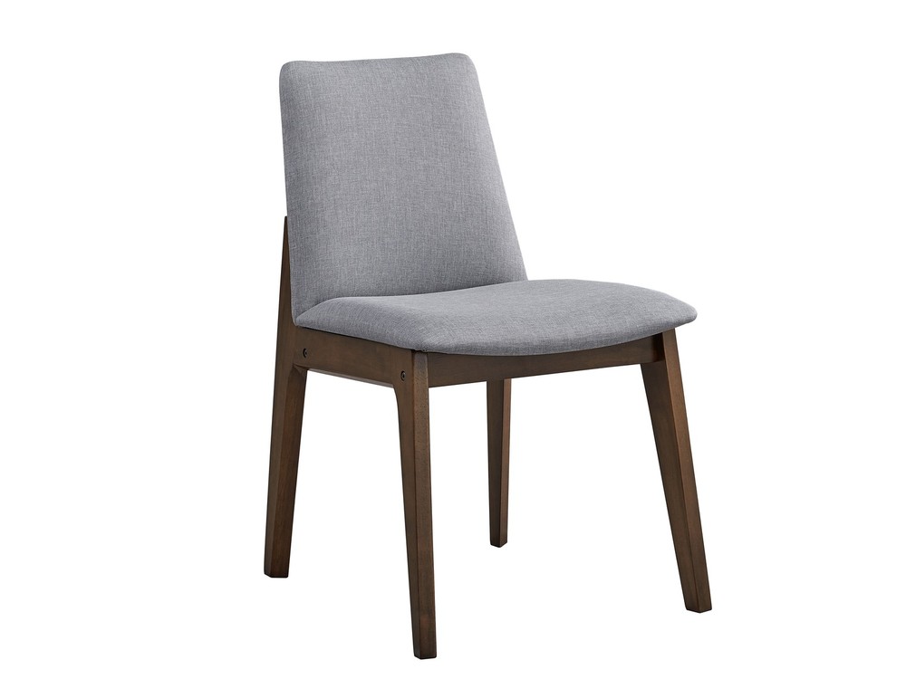 Kaela Light Gray Fabric & Walnut Finish Side Chair