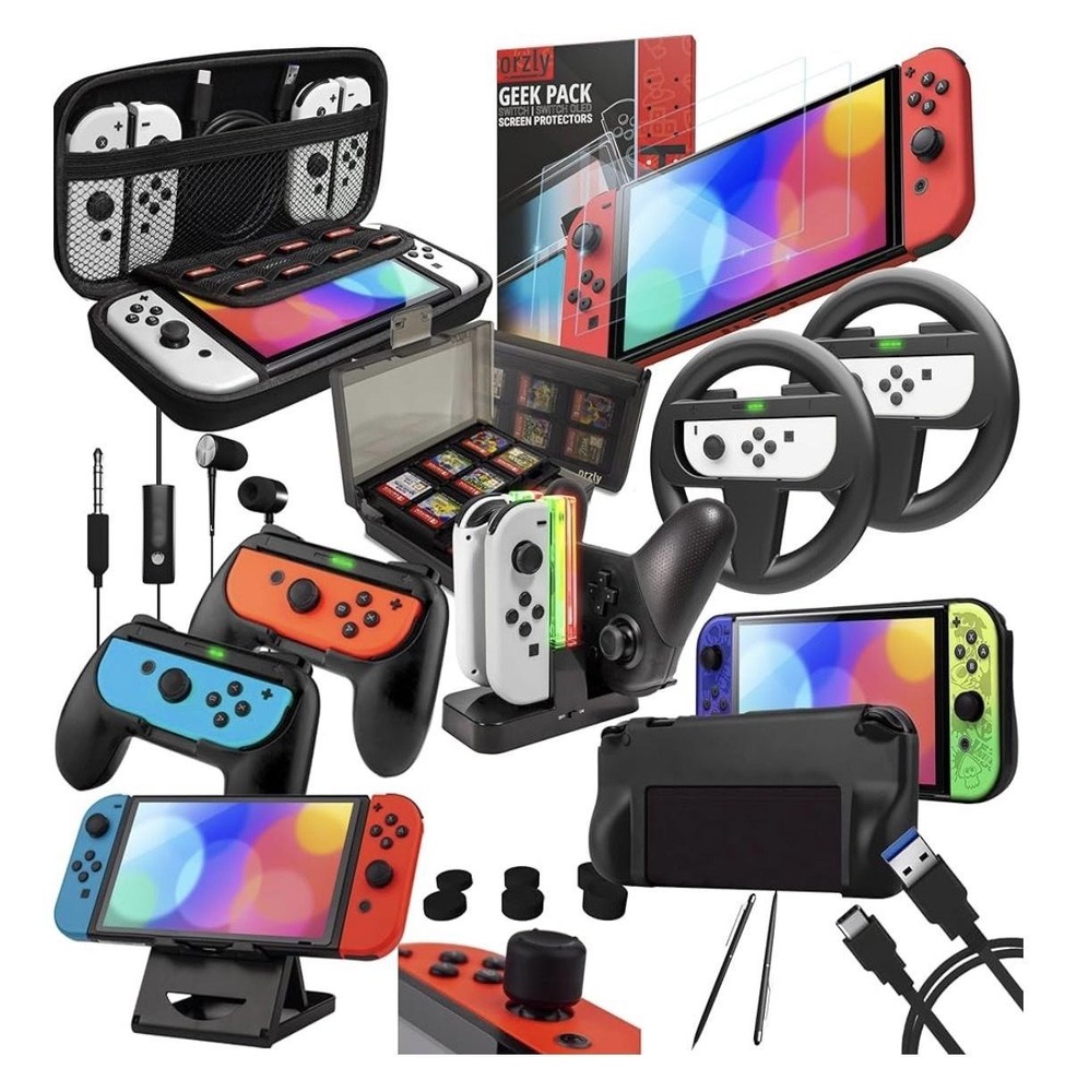 Orzly Ultimate Geek Pack Accessory Bundle For Switch Switch OLED Black