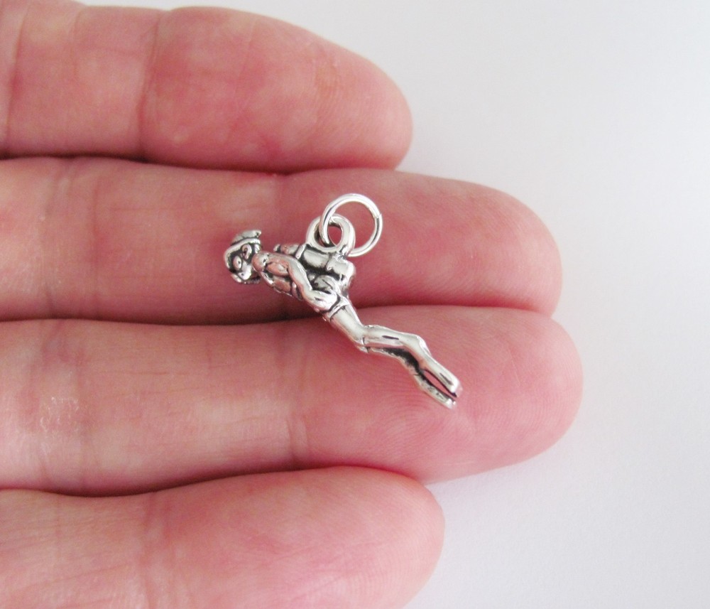 Sterling Silver Scuba diver charm