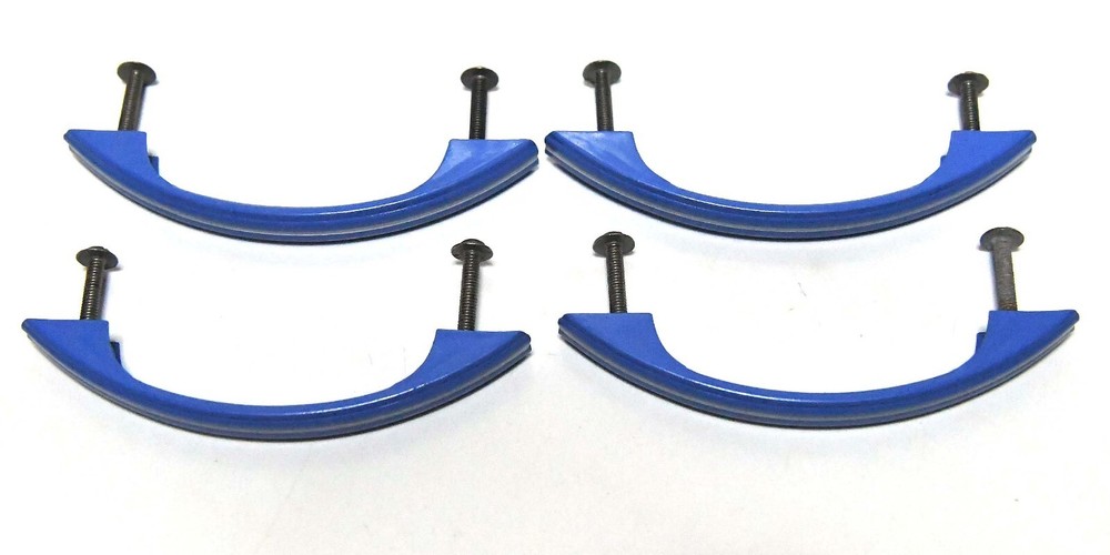 4 VINTAGE MATCHING RETRO BLUE DRAWER OR CABINET PULLS