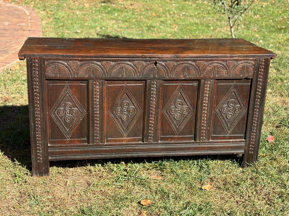 17th Century Charles I Oak Coffer--Shipping Available