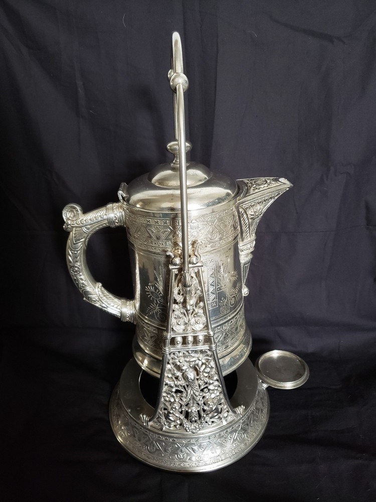 Simpson Hall Miller Quadruple Silverplate Tilting Pitcher + Stand
