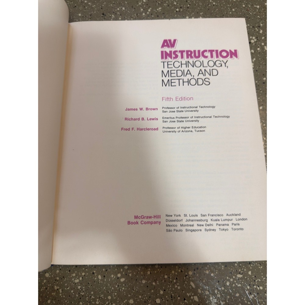 AV INSTRUCTION TECHNOLOGY MEDIA & METHODS Fifth Edition Textbook James W Brown