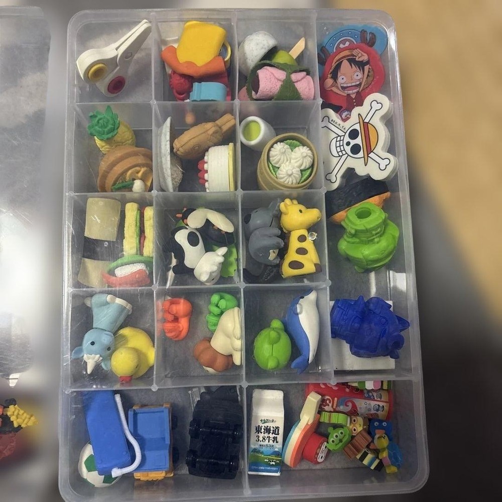 food character shape eraser set #789a84