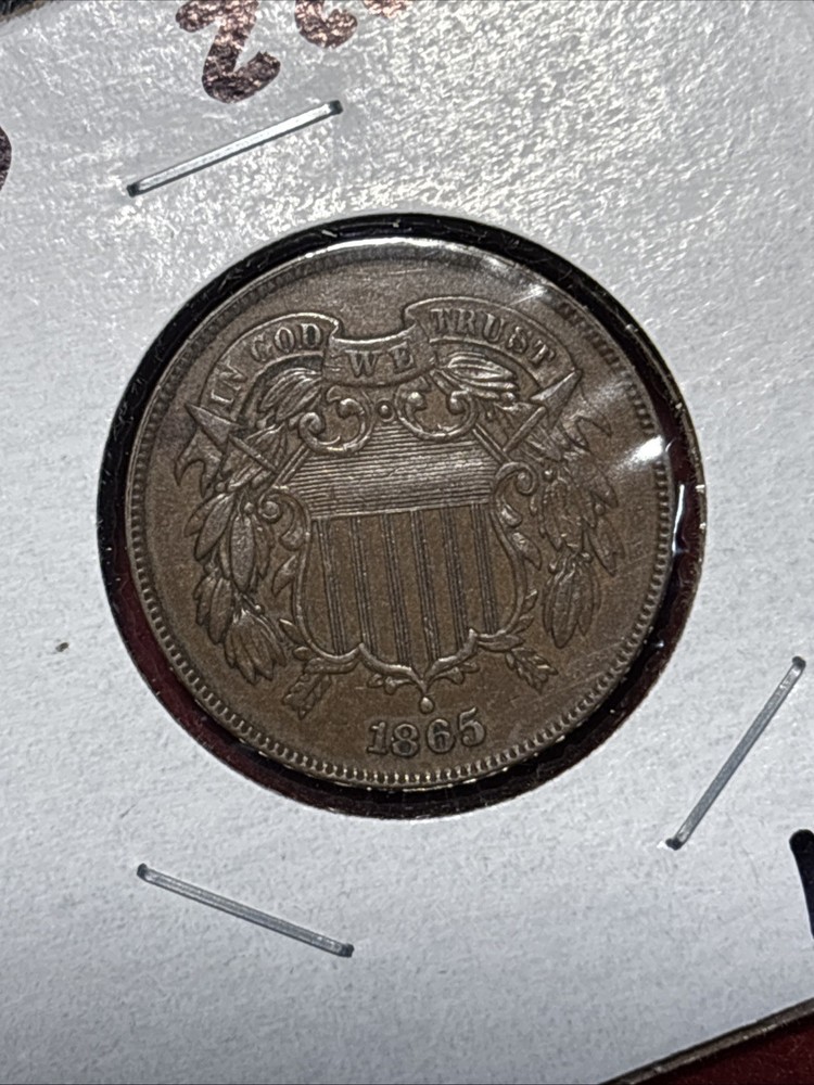 1865 Two Cent Piece Nice No Problem Copper Free Ship