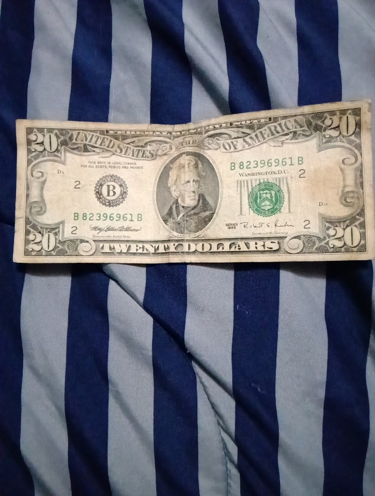 1995 Antique 20$Dollar Note Rare Print Error