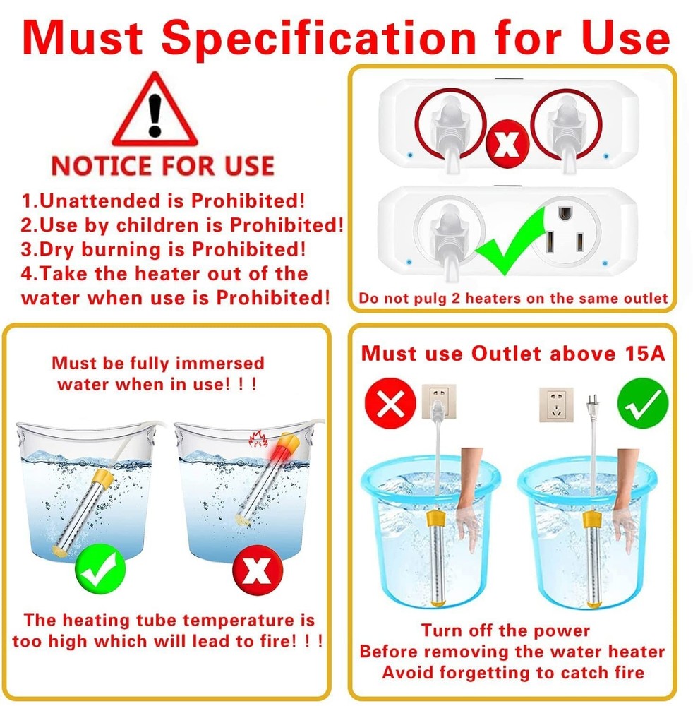 Calentador De Piscina Para Calentador De Agua De Piscina Elevada 1500 Watts NEW.