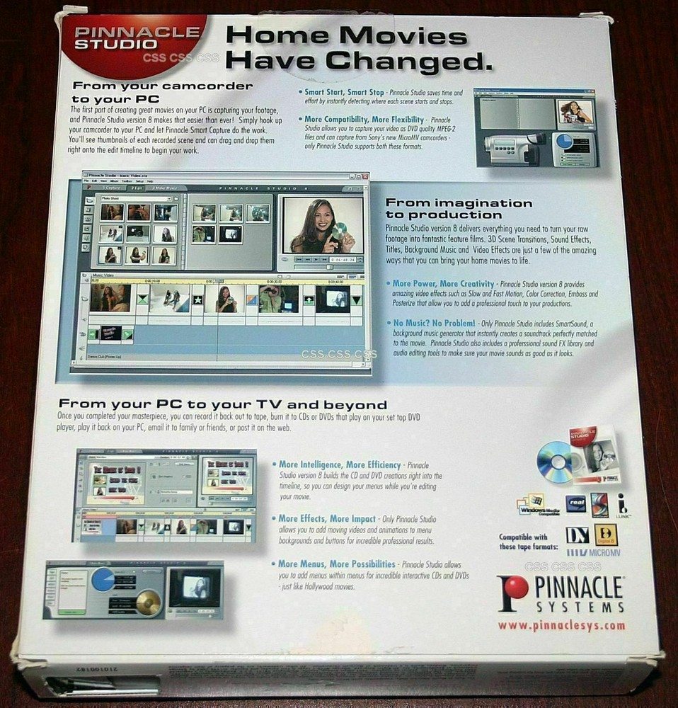 Pinnacle Studio Version 8 Professional Movie Making System Computer Software