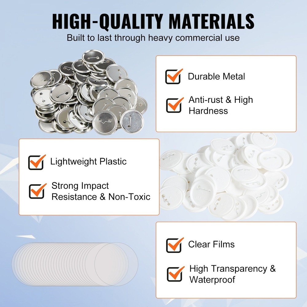 Pin Style Button Components 500 Sets 58mm Easy Assemble for Projects