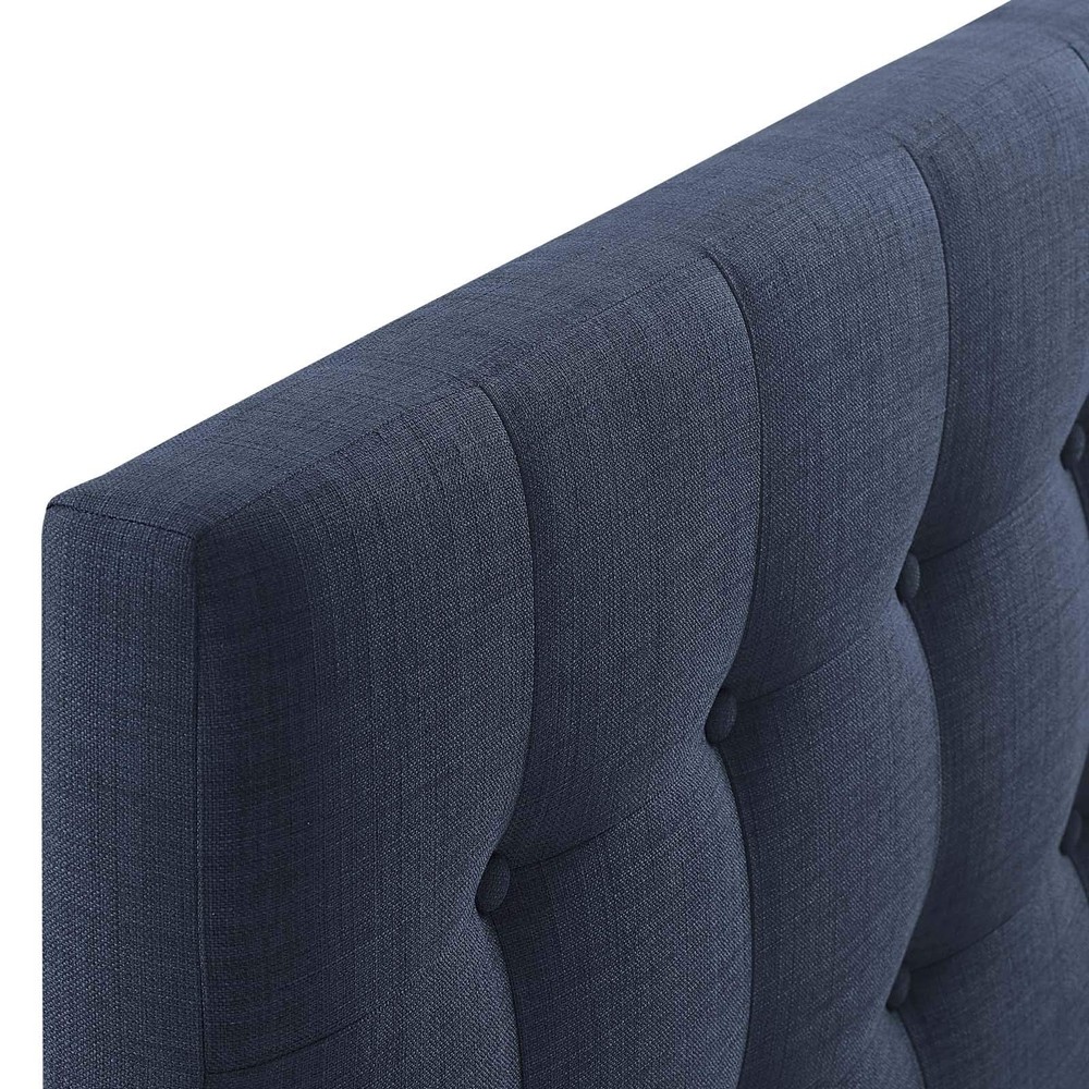 Navy Upholstered Full Headboard Tufted Adjustable Height Padded Fabric Design