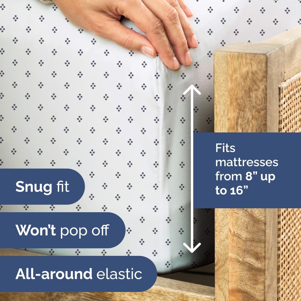 Blue Dot Pattern Sheets - 1 Flat & 1 Fitted Sheet & 2 Pillowcases w/ Deep Poc...