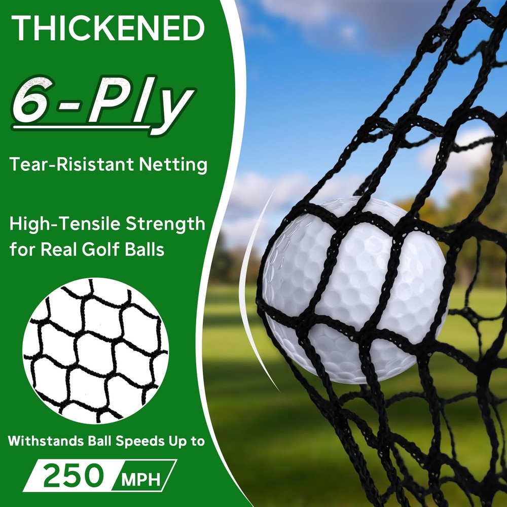 Golf Net, 10x7Ft Practice Hitting Net with Scoring Target Cloth, Tri-Turf Mat