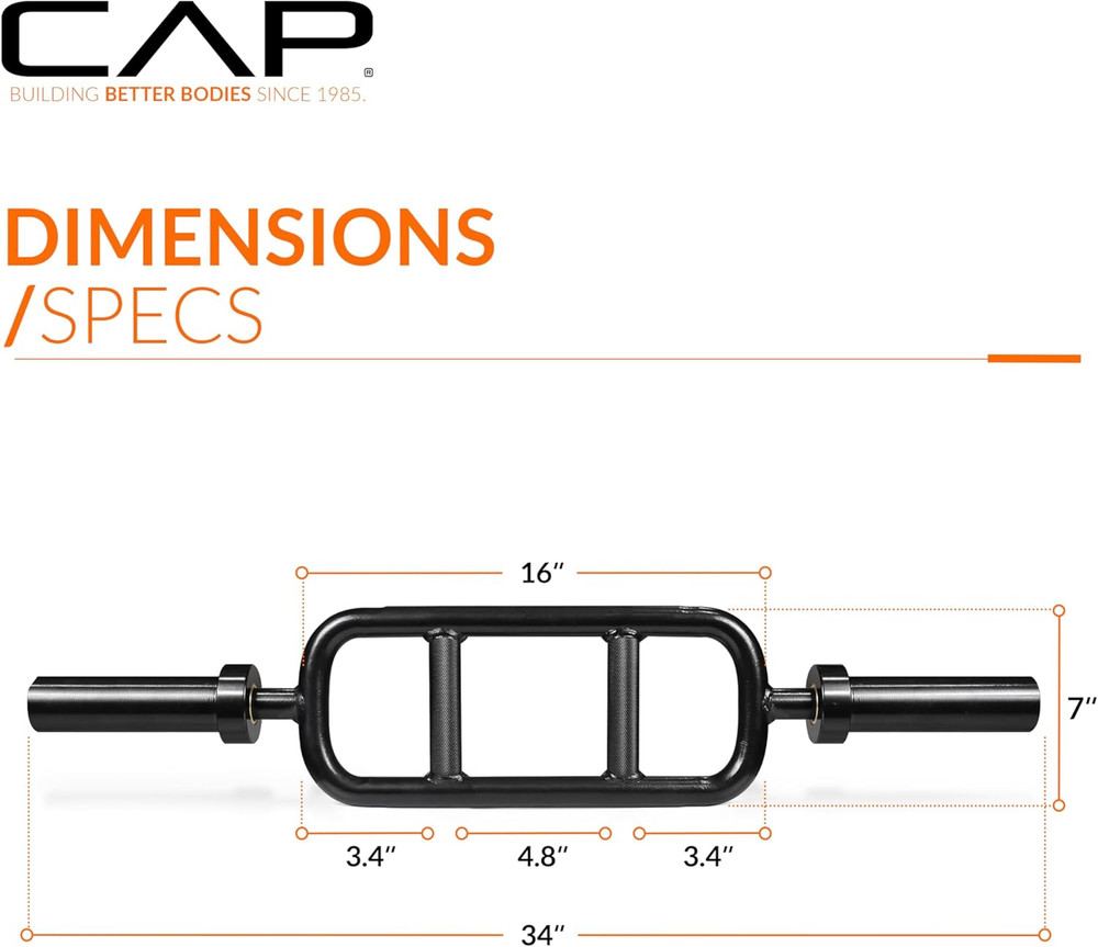 CAP Barbell 2' Solid Olympic Triceps Bar, No Collars, Black (New Version) (OBIS-
