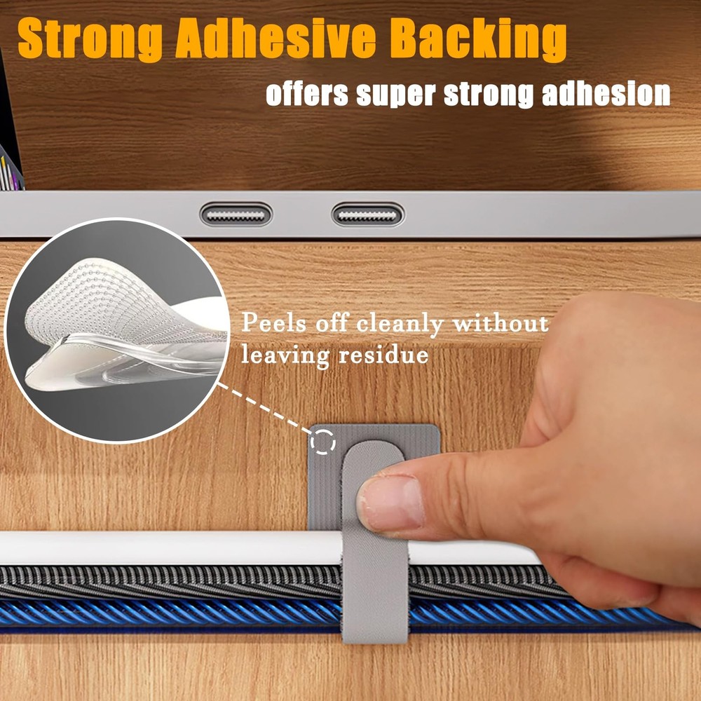 80PCS Hook and Loop Cable Straps, Cable Management Under Desk, Adhesive Cable...