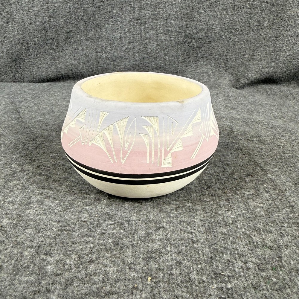 Taik Pink Ceramic Abstract Art Pottery Round Planter Bowl Signed USA Decor