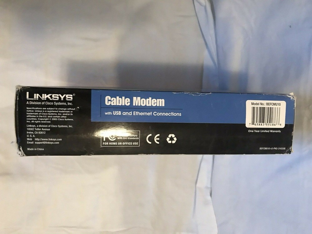 Linksys Cable Modem with USB and Ethernet Connections BEFCMU10