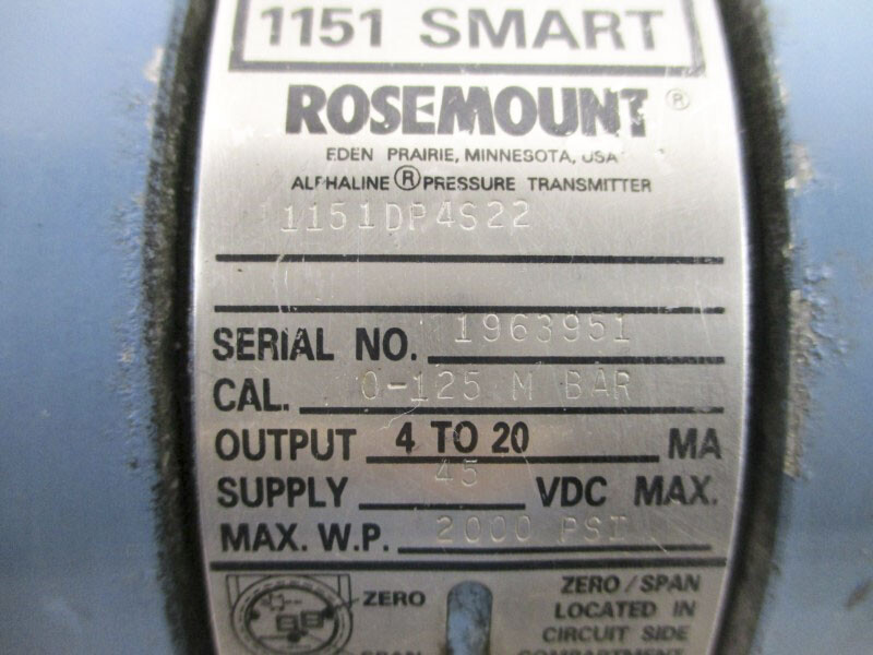 ROSEMOUNT 1151DP4S22 45VDC 2000PSI (AS PICTURED) UNMP
