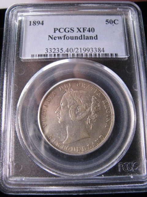 1894  PCGS Graded, Newfoundland 50 Cent, **EF-40** #3384