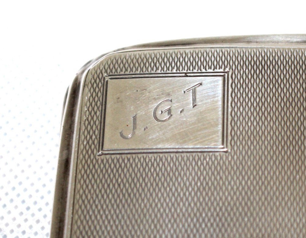 Antique Solid Sterling Silver 1933 Cigarette Case made in London, England #15