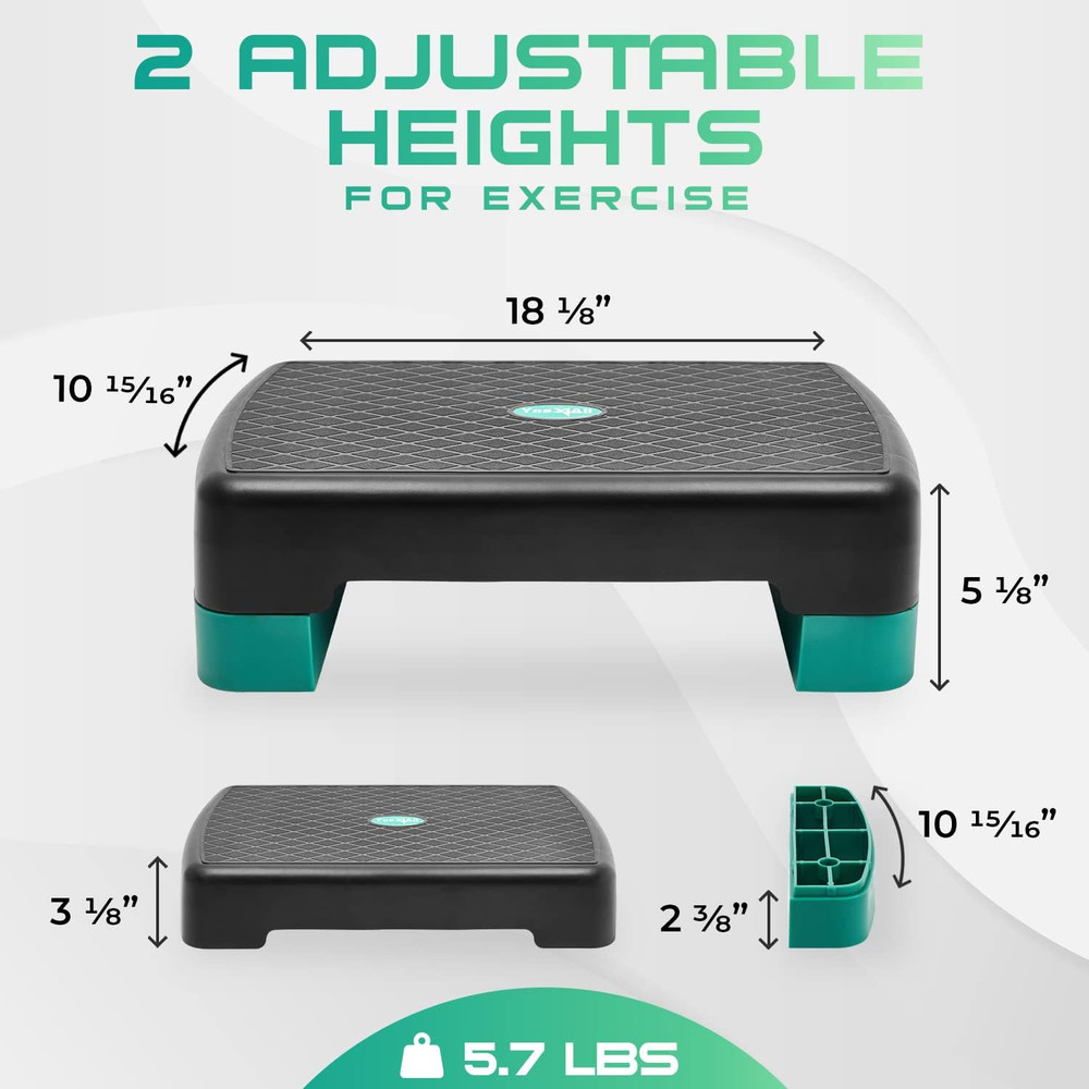 Aerobic Exercise Step Platform, Exercise Stepper with Risers for Cardio and Stre