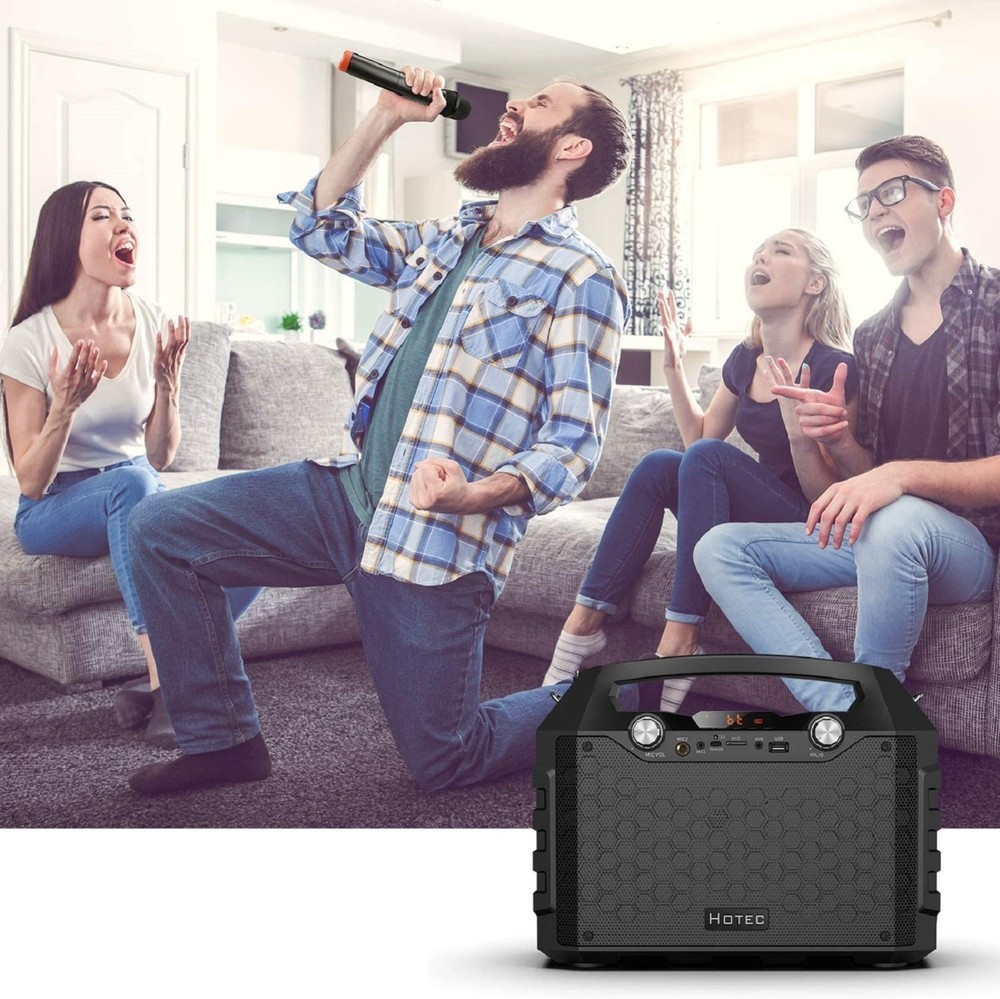 Hotec Wireless Bluetooth Portable PA Speaker System, Powerful Bluetooth KaraokeH