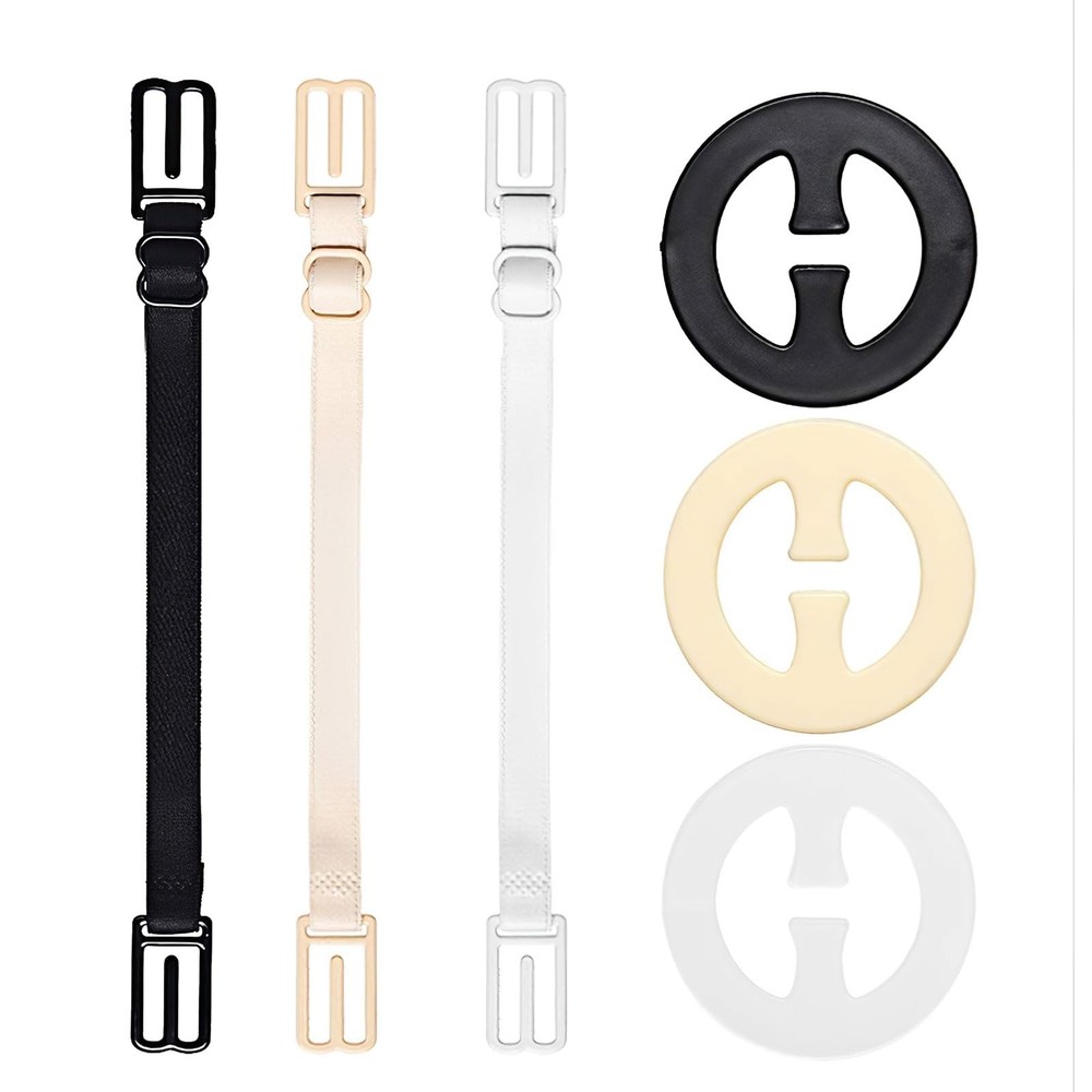 SUMAJU 6 Pcs Bra Straps Clips, Racerback Elastic 00, 3 Set Multi
