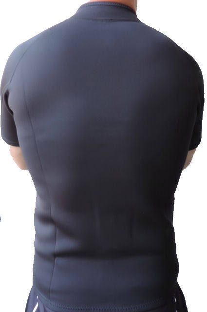 Men’s 2mm Wetsuit Jacket, Full Front Zipper, Short Sleeve, Size:Small