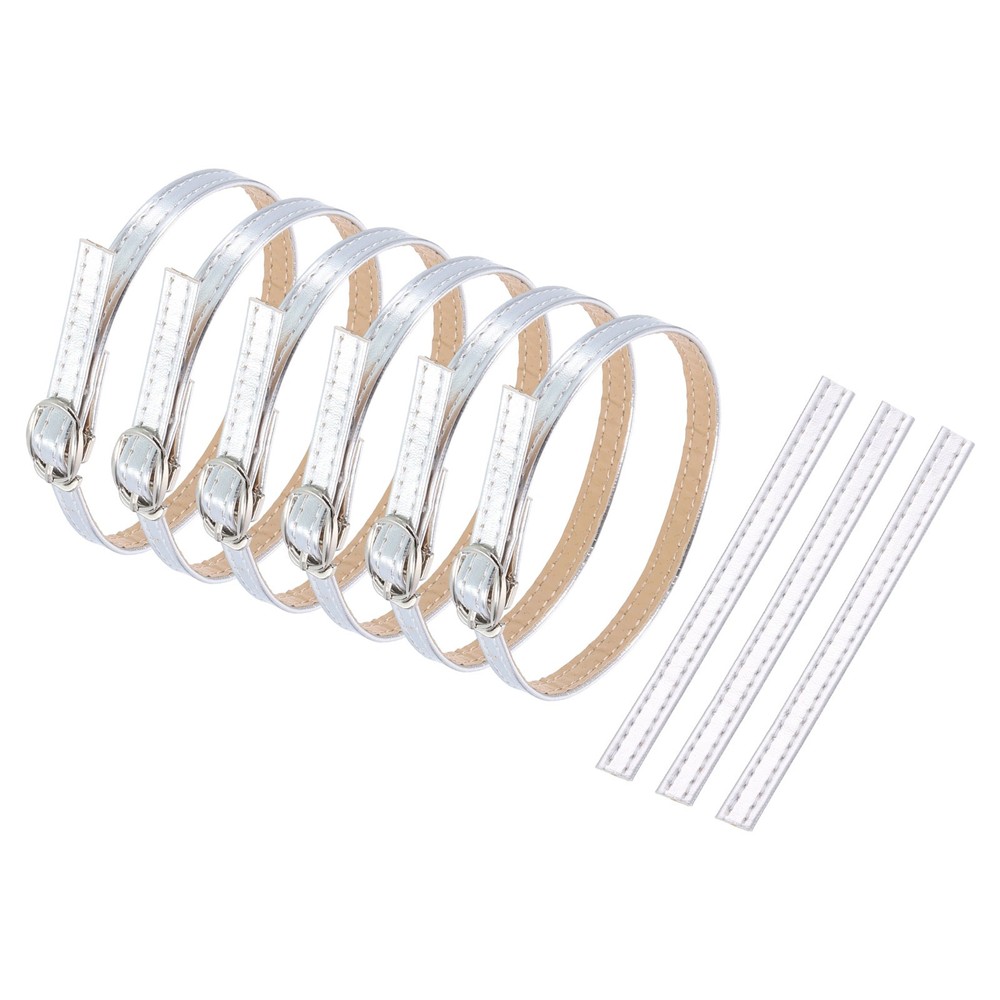 3 Pair Replacement Ankle Strap for Heels Leather Shoe Band, Light Silver
